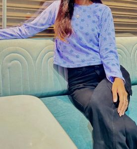 Blue Floral Long Sleeve Top