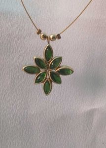 Emerald Green Flower Pendant Necklace