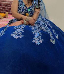Beautiful Blue Clr Ball Gown With Very Heavy Flare