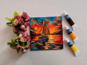 Mini Sunset Sailboat Artwork Painting