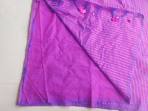 Purple Pure Handloom Cotton Saree