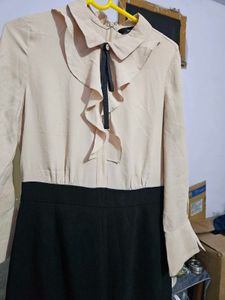 Elegant Black and Beige Dress