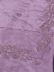 Elegant Lavender ambroidery work saree