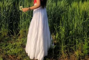 Y2k White Retro Vintage Korean Flared Long Skirt