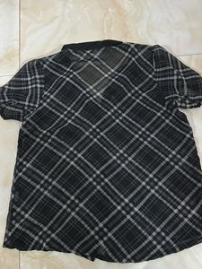 Forever 21 Plaid Sheer Blouse