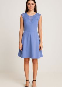Blue Lace Fit & Flare Dress
