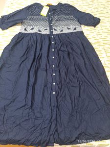 New Unused Xxl Bird Print Navy Dress