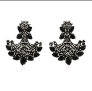 Statement Silver & Black Earrings