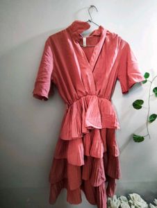 Layered Shirt Collar Flared Sleeve Fit &amp; Flare Dre