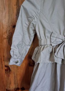 Ruffled Beige Trench Coat
