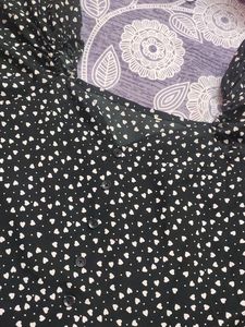 Black White Heart Printed Peplum Top For Women