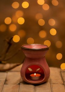 Pink Ceramic Aroma Diffuser With Candle
