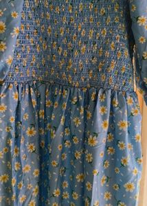 Balloon Sleeves Flower Dress