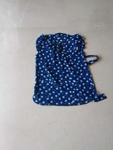 Lovely Blue Top With Overall White Flower Prints