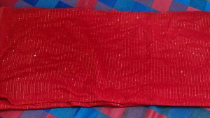 Red Glitter Saree Georgette Material Blouse Piece