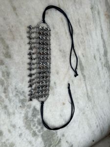 Trendy Mirror choker And Long Oxidise Jhumka