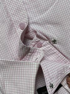 Louis Quatorze Men Pink Checks Half Sleeve Shirt