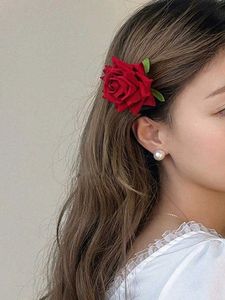 Red Rose Hair Clips