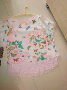 Butterfly Print Layered Top
