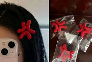 crochet Red Angry Hair Clips