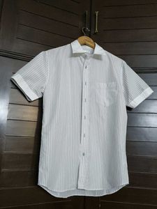 Paco Rabanne Men White Striped Casual Shirt