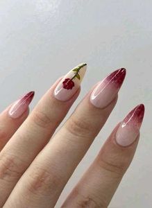 Rose Accent Ombre Press-On Nails