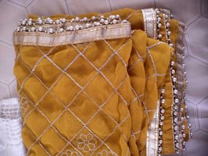 Yellow,Red And White Dupatta