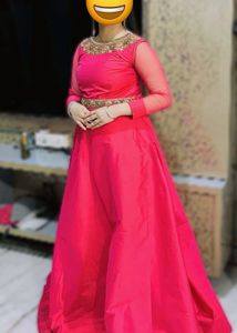Heavy Hott Pink Gown With Dupatta