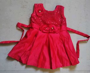 Baby Girl Red Party Dress And Cute Booties