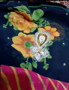 Chunderi Saree With Handwork