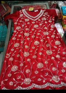 Red Embroidered Kurta Set