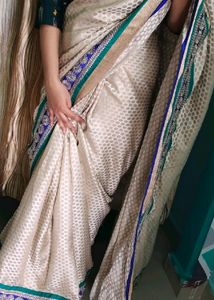 Beautiful Cream Butta Saree