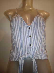 Size S H&amp;M Striped Tie-Front Tank Top