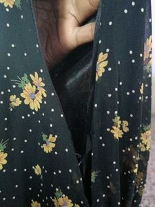 Fit And Flare One Piece Black,, Sunflower Printed