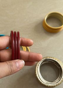 Yellow And Stone Bangles