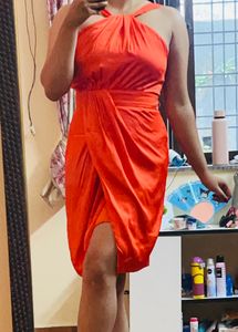 Last Chance 💥Saffron Elegance Mini Satin Dress