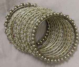 Silver Beaded Bangle Set