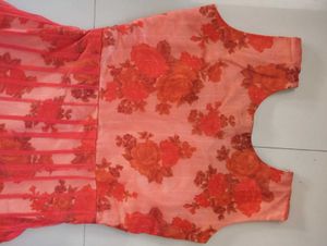 Red Floral Embroidered Anarkali Dress