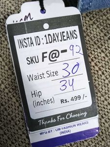 F@92 Size-30 Denim Dungarees