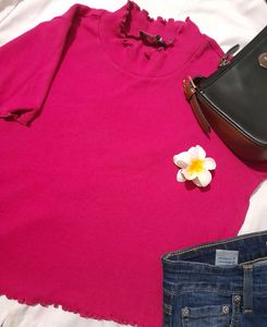 Pink Ruffle Crop Top