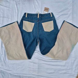 DUAL TONED BOOTCUT DENIM JEANS