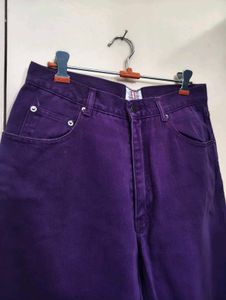 Purple Denim Straight Leg Jeans