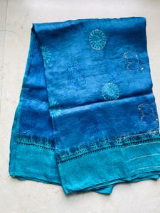 Paper Silk Blue Saree