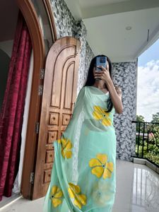 Hand Painted Chiffon Saree