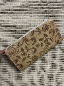 Embroidered Gold Clutch