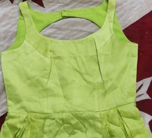 Parrot Green Satin Dress