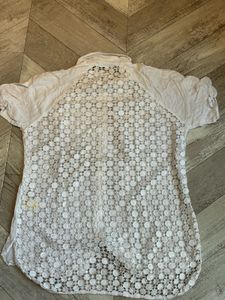 White Lace Trimmed Top