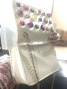 White Studded Crossbody Bag