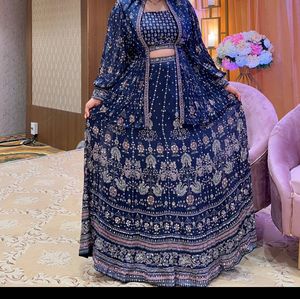 Navy Blue 3piece Lehenga Set
