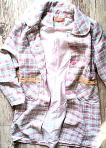 Tweed Knee Length Coat Pinky